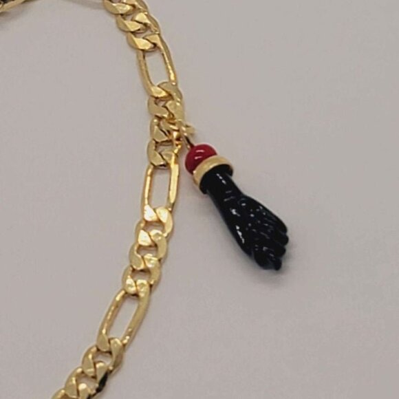 Brand New Brazilian 18k Gold Filled 2 Figa Hand and 1 Elephant Bracelet - Picture 3 of 4
